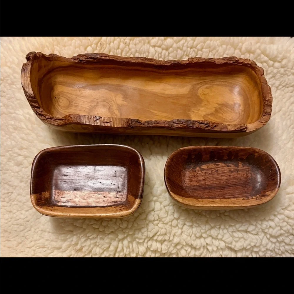 Rustic Wooden Bath Tray Set